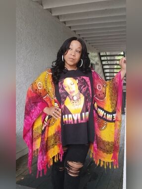 Upcycled Aaliyah Graphic Tshirt Poncho